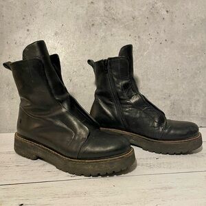 Patrizia Bonfanti Leather KUNI No Lace Black Ankle Boots Punky